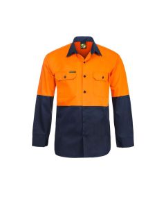 Lightweight Hi Vis L/S Vented Cotton Work Shirt