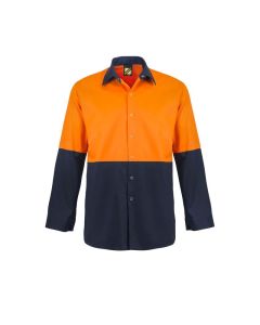 Lightweight Hi Vis L/S Cotton Food Industry Vented Work Shirt With Press Studs And No Pockets