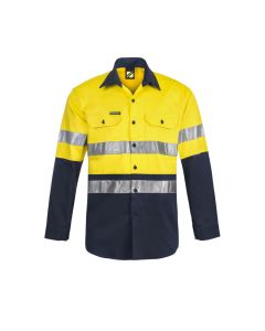 Lightweight Hi Vis L/S Vented Cotton Work Shirt With Reflective Tape