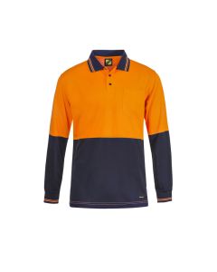 Hi Vis L/S Cotton Back Polo With Pocket
