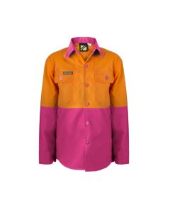 Kids Lightweight Two Tone L/S Cotton Work Shirt 