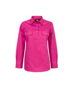 Ladies Lightweight L/S Closed Front Cotton Work Shirt