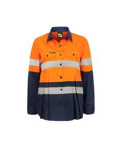 Maternity Lightweight Hi Vis L/S Vented Cotton Work Shirt With Reflective Tape