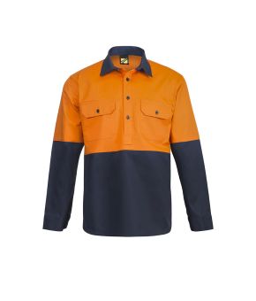 Hi Vis L/S Closed Front Cotton Work Shirt