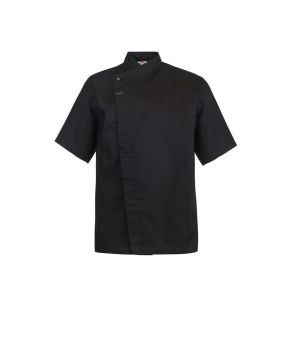 Black Chefs Tunic - With Concealed Front and Short Sleeves