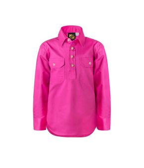 Kids Lightweight L/S Closed Front Cotton Work Shirt