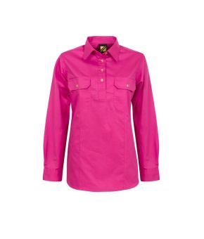 Ladies Lightweight L/S Closed Front Cotton Work Shirt