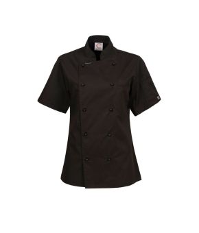 Ladies Lightweight Executive Black Chefs Jacket - Short Sleeve