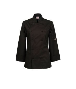 Ladies Lightweight Executive Black Chefs Jacket - Long Sleeve