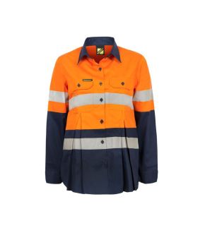 Maternity Lightweight Hi Vis L/S Vented Cotton Work Shirt With Reflective Tape