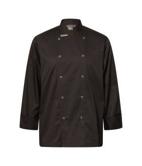 Lightweight Executive Black Chefs Jacket -  Long Sleeve With Press Studs