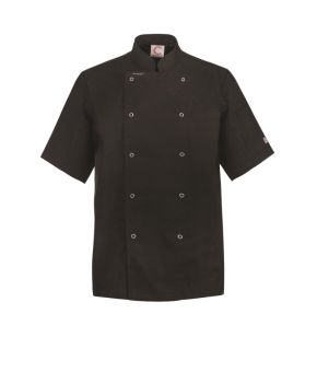 Lightweight Executive Black Chefs Jacket - Short Sleeve With Press Studs