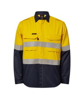 Hrc2 Men's Hivis Open Front Fr Shirt With Gusset Sleeves And Fr Tape