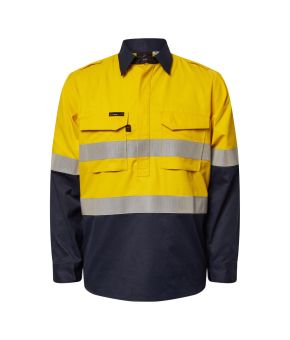 Hrc2 Men's Hivis Closed Front Fr Shirt With Gusset Sleeves And Fr Tape