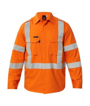 HRC2 Men's Hi Vis Open Front Shirt With X Pattern FR Tape - NSW Rail Complaint