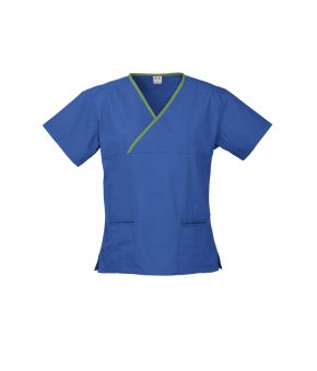 Contrast Womens Crossover Scrubs Top