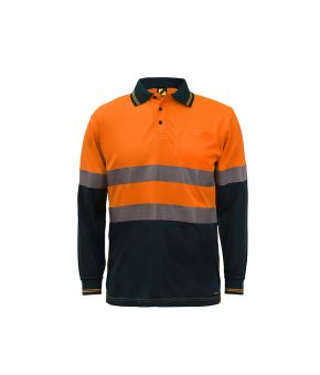 Hi Vis L/S Micromesh Polo With Pocket And Reflective Tape