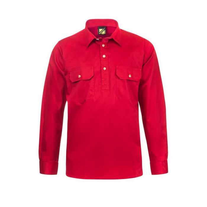 HALF PLACKET COTTON DRILL SHIRT 