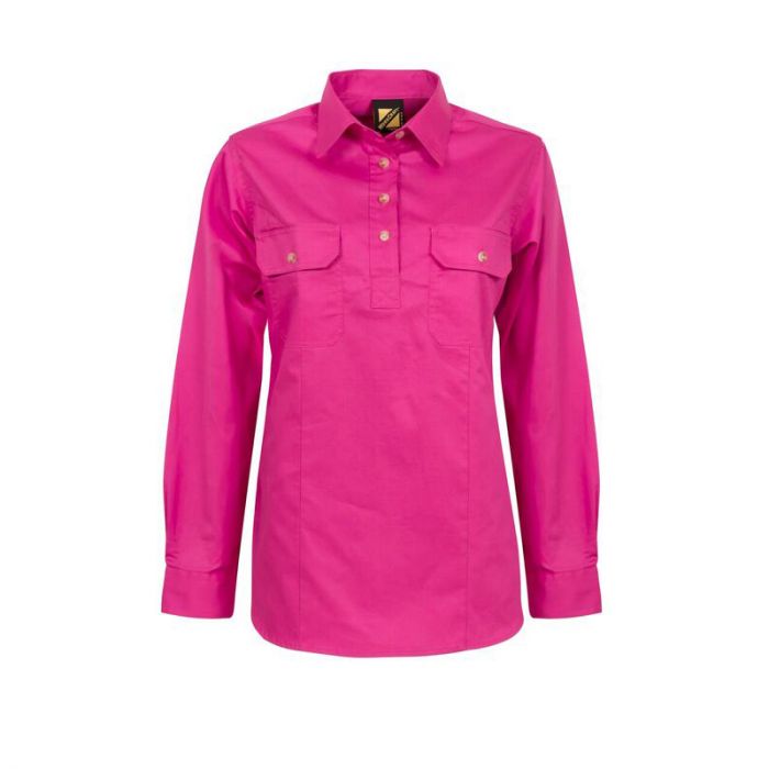 LONG SLEEVE HALF PLACKET COTTON DRILL 