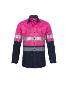 Lightweight L/S Vented Cotton Work Shirt With Reflective Tape - Night Use Only