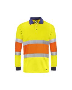 Hi Vis Traffic Controller L/S Micromesh Polo With Reflective Tape
