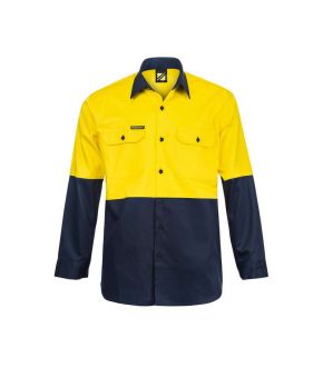 Hi Vis Two Tone Long Sleeve Cotton Drill Shirt- 8-9350921030787