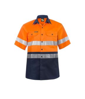 Hi Vis S/S Cotton Work Shirt With Reflective Tape