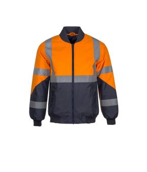 Hi Vis Waterproof Bomber Jacket With X Pattern Reflective Tape