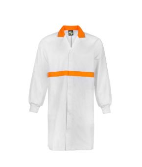 Food Industry L/S Dustcoat With Contrast Collar, Chestband, Internal Patch Pockets 