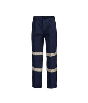 Classic Pleat Cotton Work Pant With Industrial Laundry Tape