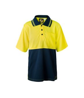 Kids Two Tone S/S Micromesh Polo With Pocket