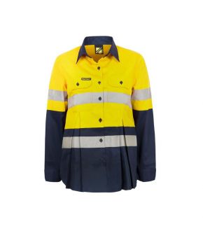 Maternity Lightweight Hi Vis Two Tone Long Sleeve Vented Cotton Drill Shirt with CSR Reflective Tape- 9-9350921042223