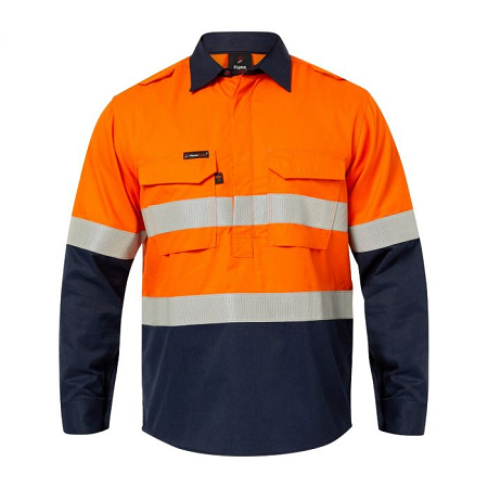 Hrc2 Men's Hivis Closed Front Fr Shirt With Gusset Sleeves And Fr Tape