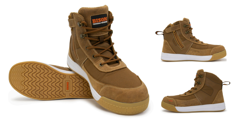 Bison Dune Low Cut Zip Side Lace Up Safety Boot